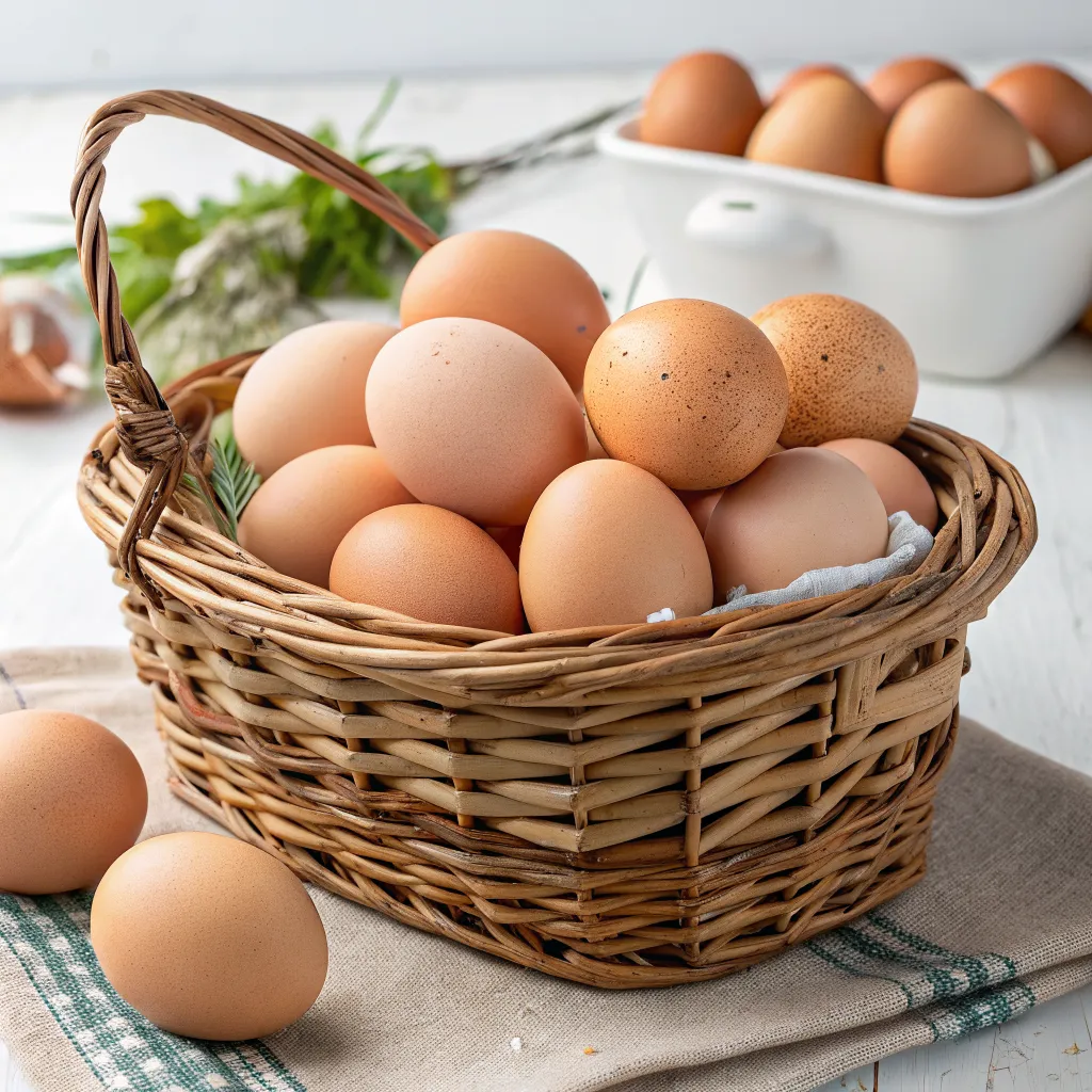 Basket of fresh eggs